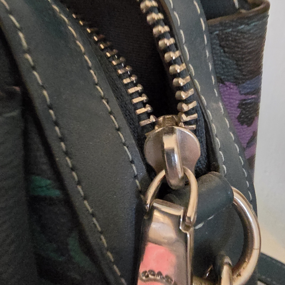 Coach Lille Carryall With Jumbo Floral Print, Deep Turquoise/ Teal Multi /Purple - Picture 7 of 8